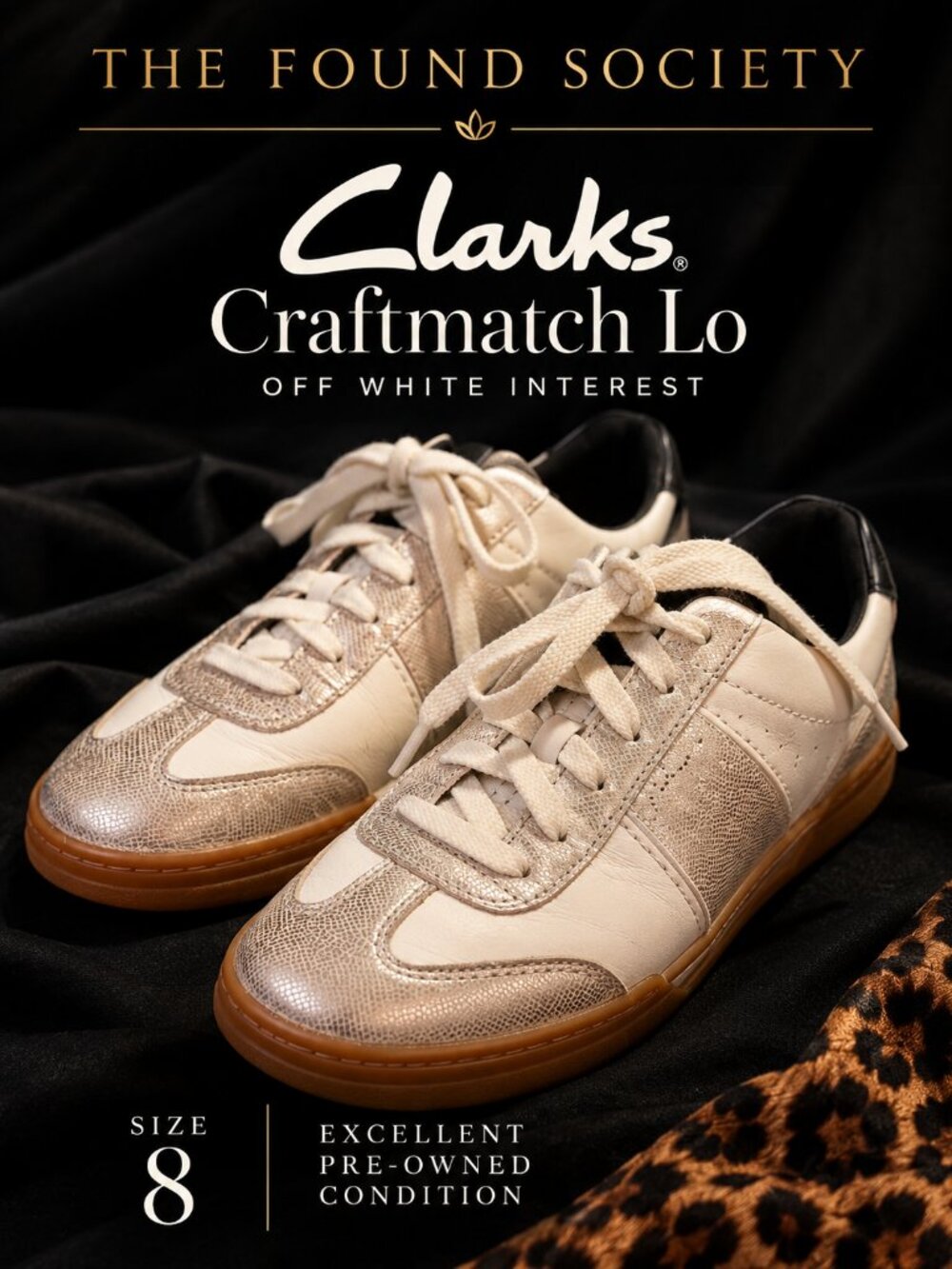 Clarks Craftmatch Lo Off White Silver Leather Sneakers Size 8 M w/ Box